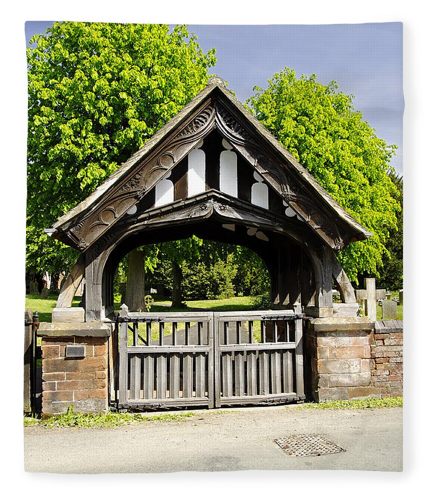 Trees Fleece Blanket featuring the photograph Lychgate of All Saints Church - Alrewas by Rod Johnson