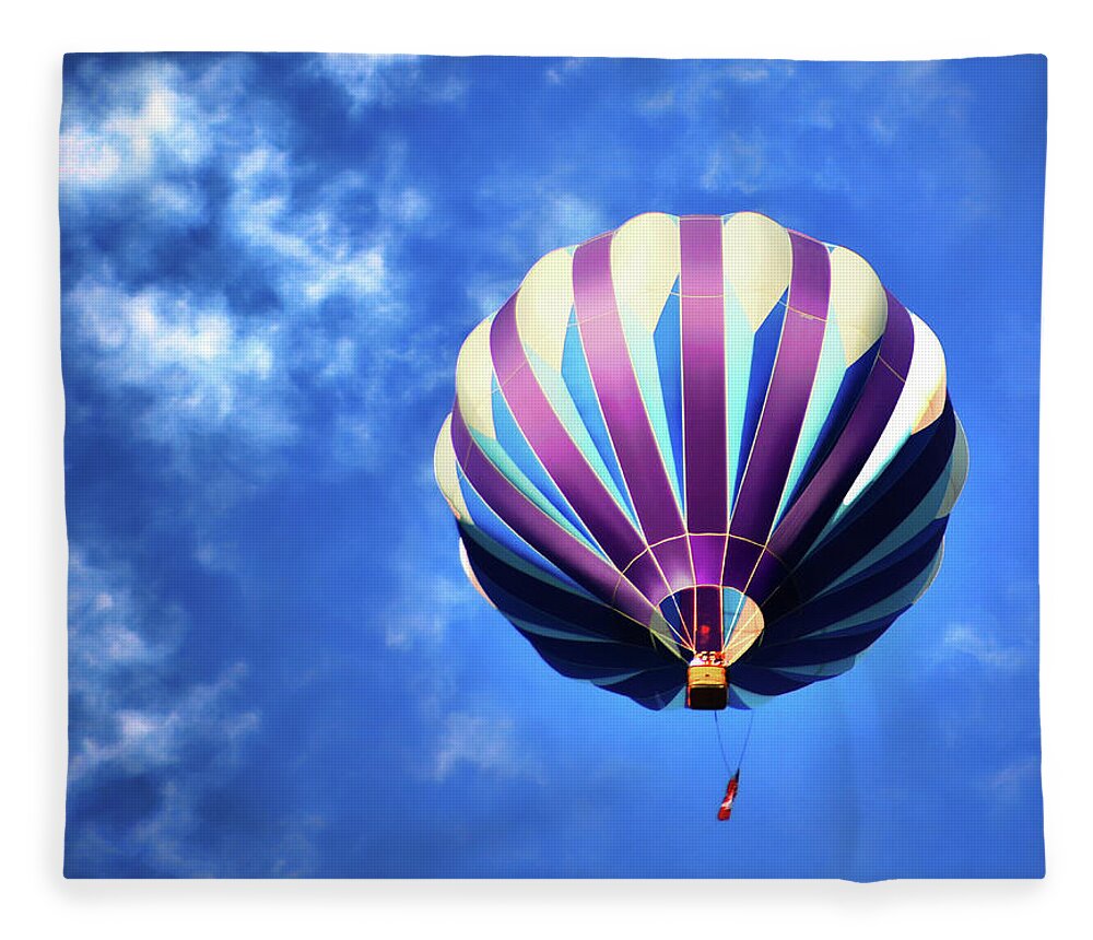 Hot Air Balloon Fleece Blanket featuring the digital art Majestic Blue by Gary Baird