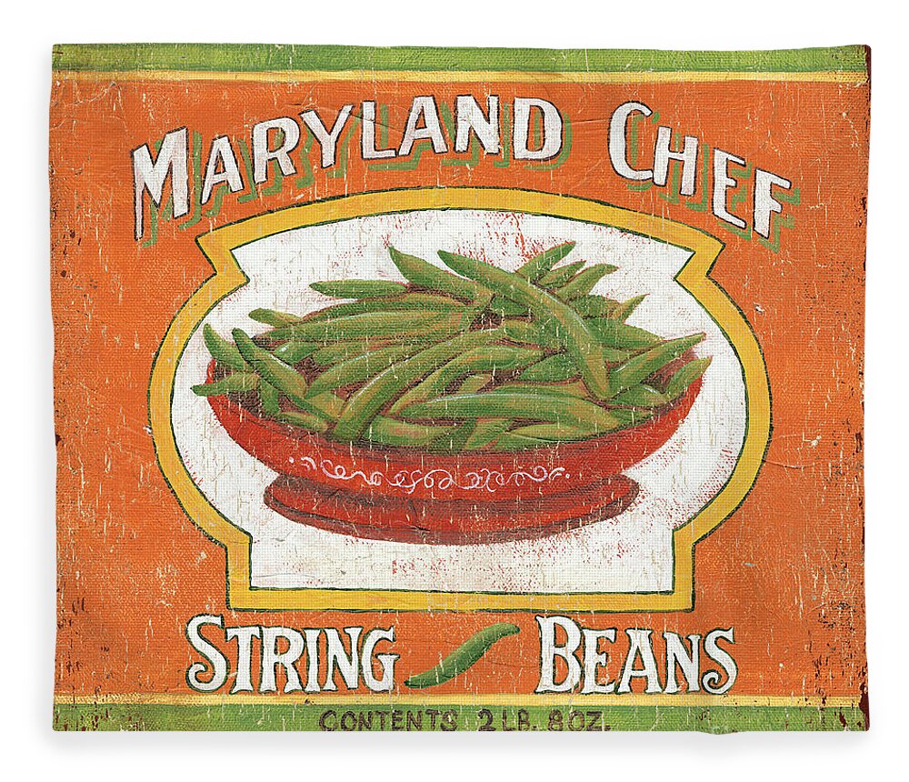 Kitchen Fleece Blanket featuring the painting Maryland Chef Beans by Debbie DeWitt