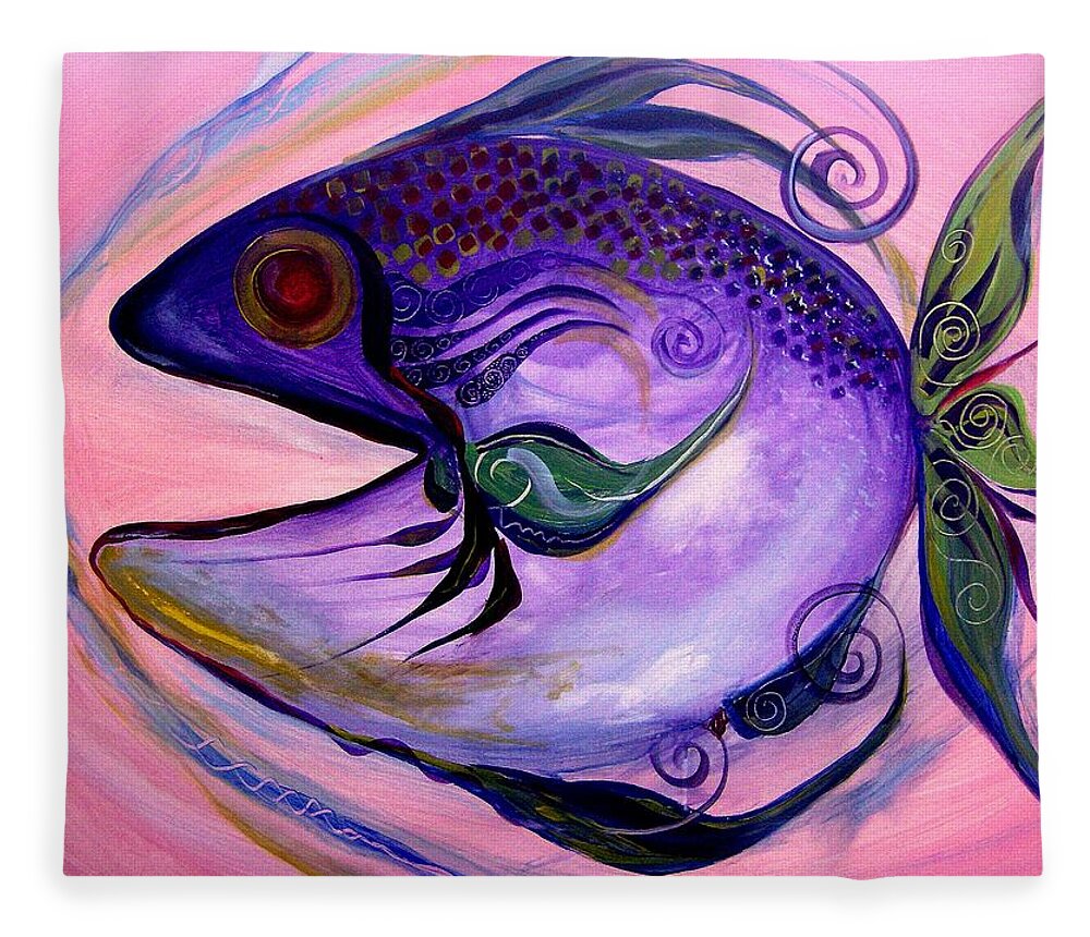 Fish Fleece Blanket featuring the painting Melanie Fish One by J Vincent Scarpace