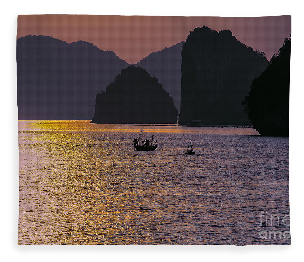 Vietnam Fleece Blanket featuring the photograph Moods Ha Long Bay by Chuck Kuhn