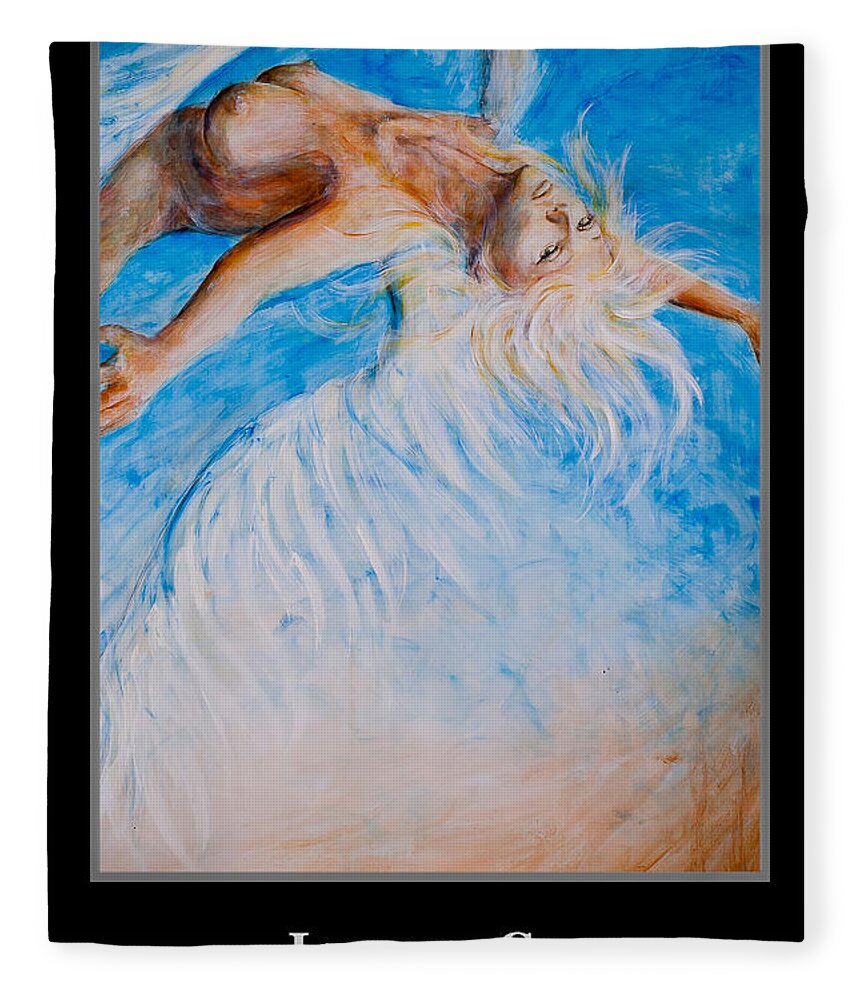 Motivational Fleece Blanket featuring the painting Motivational Angel by Nik Helbig