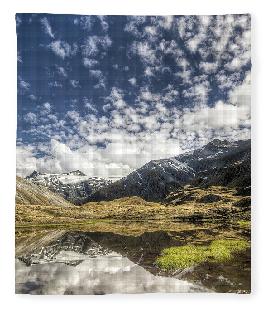 Hhh Fleece Blanket featuring the photograph Mount Tyndall, Reflection In Tarn by Colin Monteath