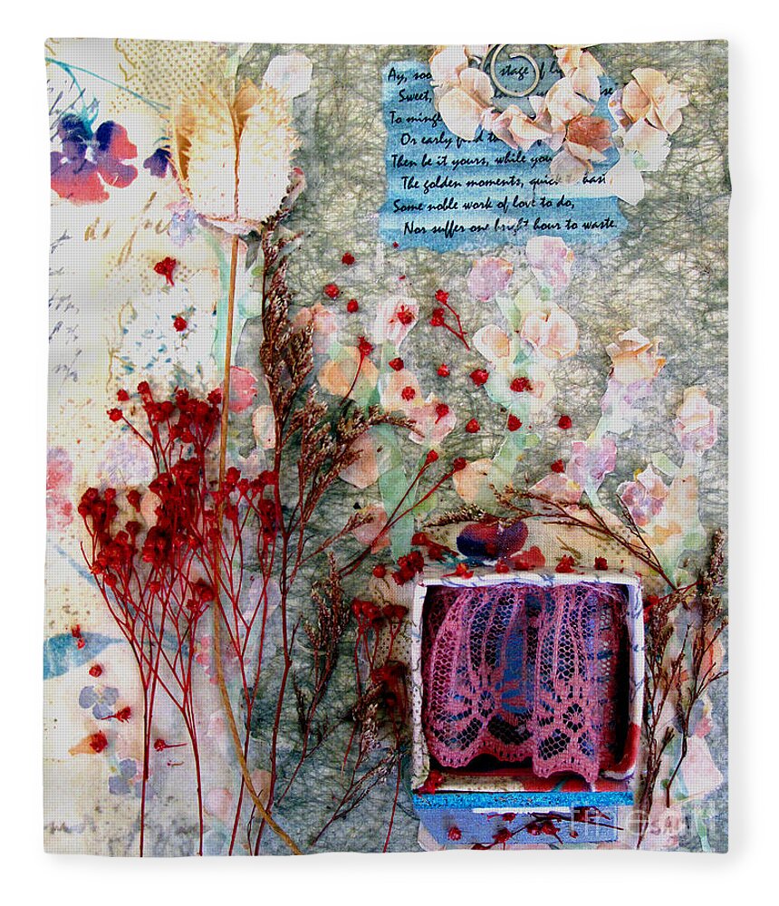 Collage Fleece Blanket featuring the mixed media My Stage by Sandy McIntire