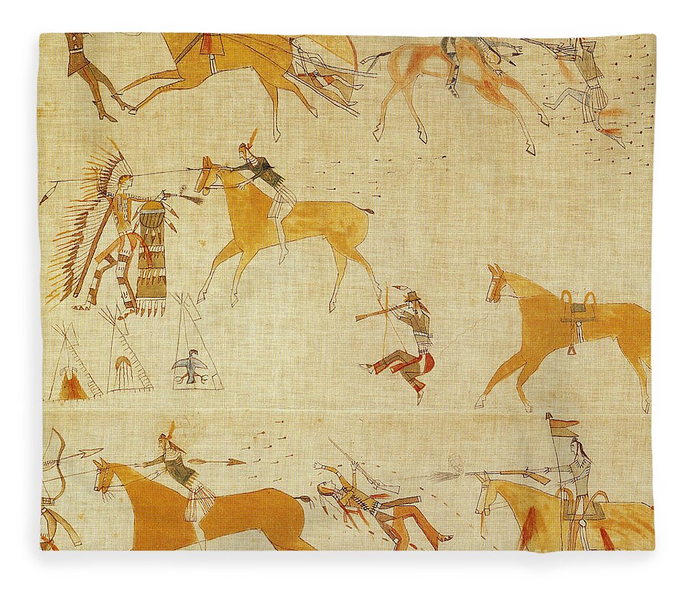 Historic Fleece Blanket featuring the photograph Native American Art by Photo Researchers