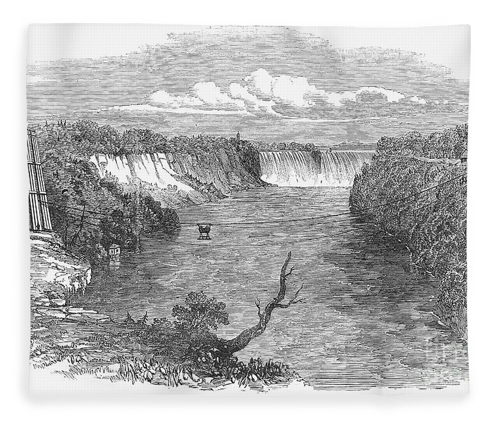 1849 Fleece Blanket featuring the photograph Niagara Falls, 1849 by Granger