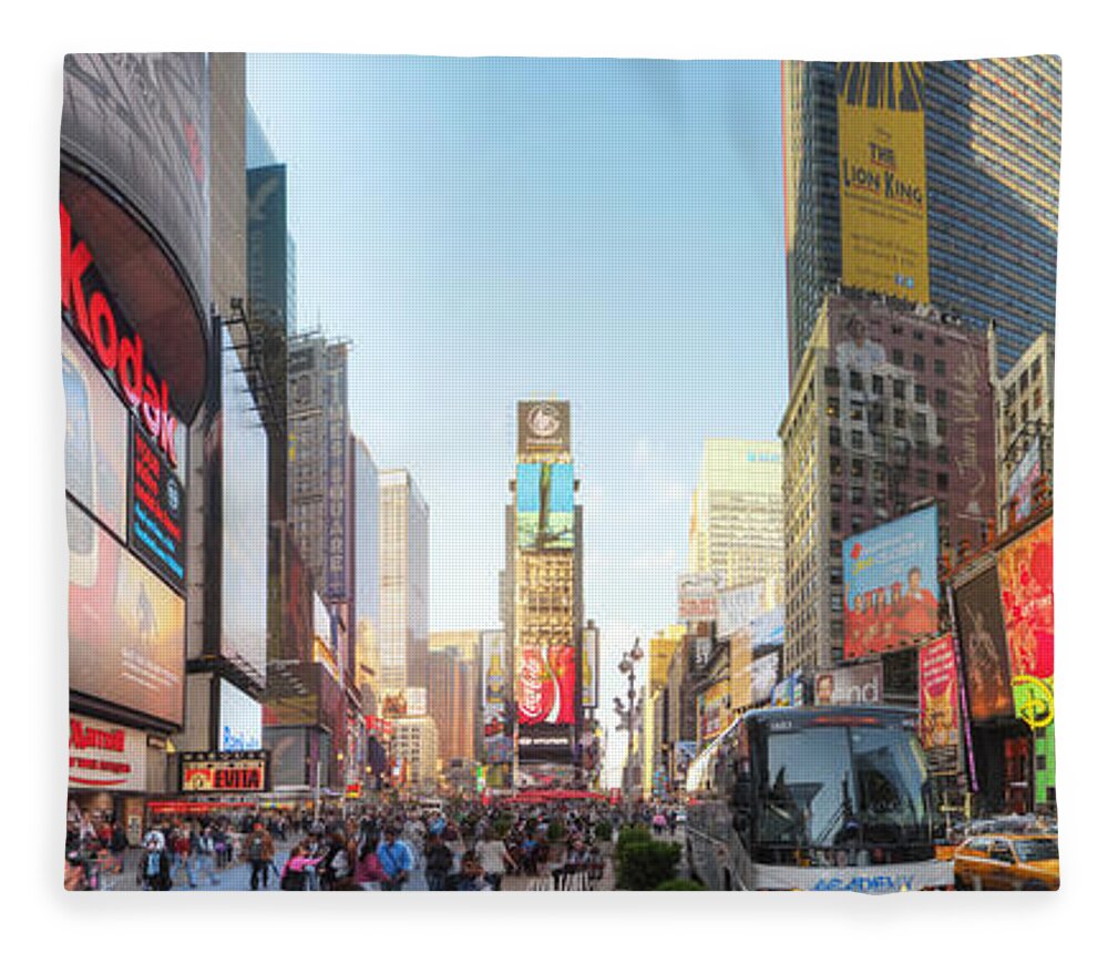 Art Fleece Blanket featuring the photograph NYC Times Square by Yhun Suarez