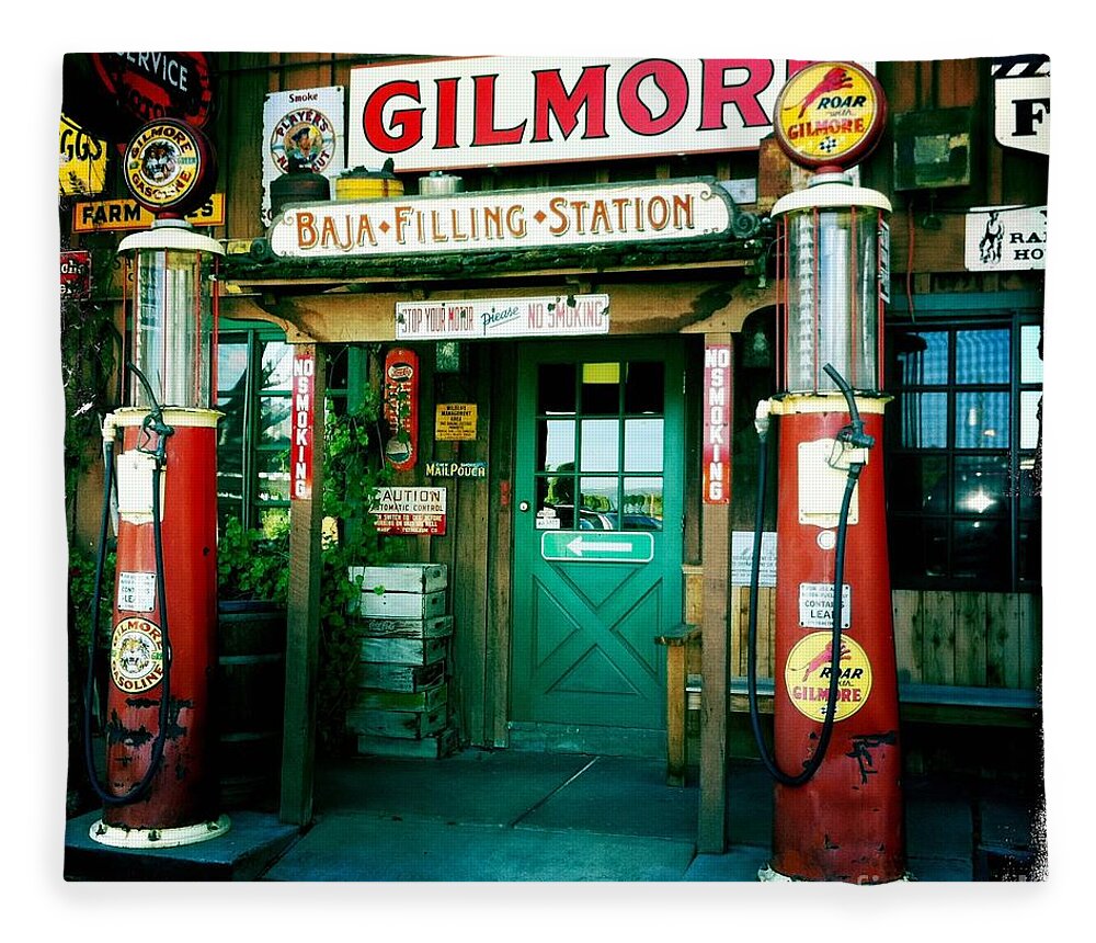 Photograph Fleece Blanket featuring the photograph Old Fashioned Filling Station by Nina Prommer