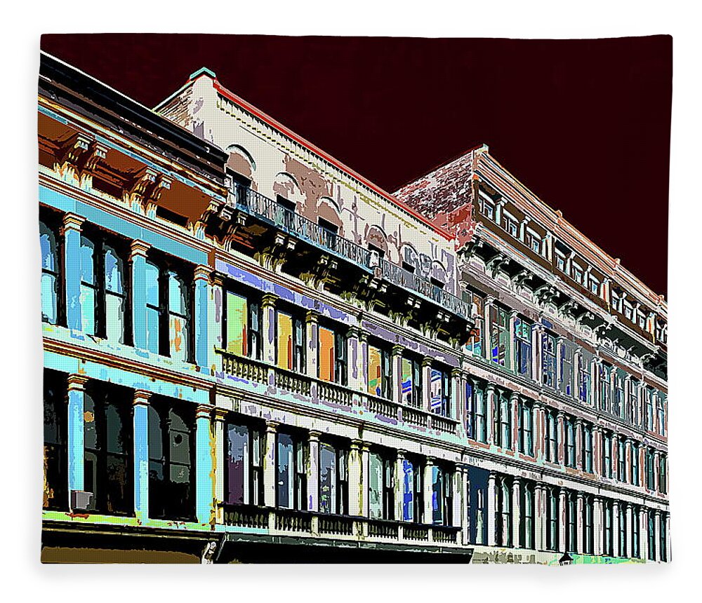 Old Buildings Fleece Blanket featuring the photograph Old Montreal Color by Burney Lieberman