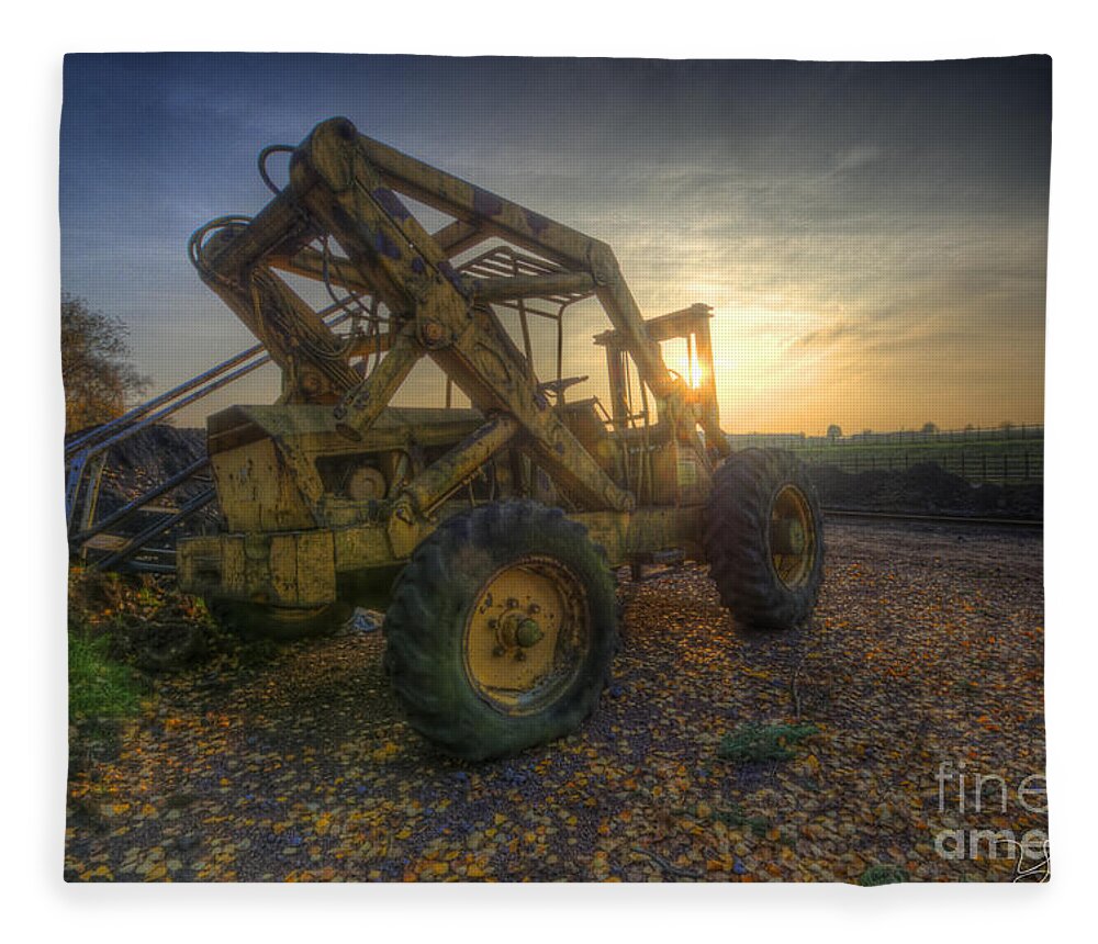 Art Fleece Blanket featuring the photograph Oldskool Forklift by Yhun Suarez