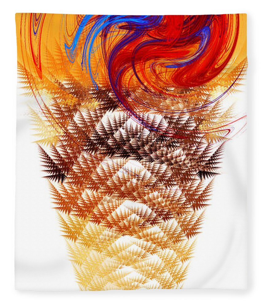 Food Fleece Blanket featuring the digital art Orange Swirl Ice Cream Cone by Andee Design