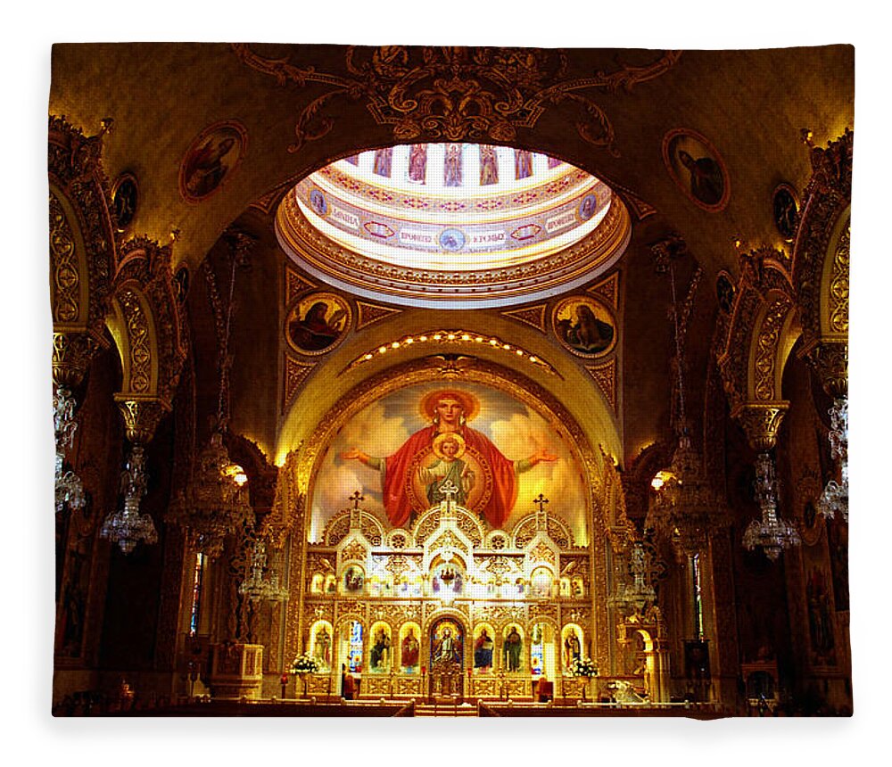 California Fleece Blanket featuring the photograph Orthodox church in Los Angeles, California by Emanuel Tanjala