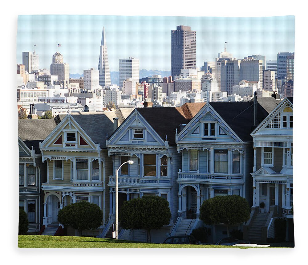San Francisco Fleece Blanket featuring the photograph Painted Ladies by Linda Woods