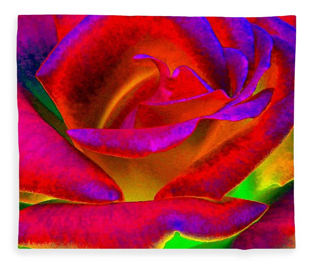 Rose Fleece Blanket featuring the digital art Painted Rose 1 by Will Borden