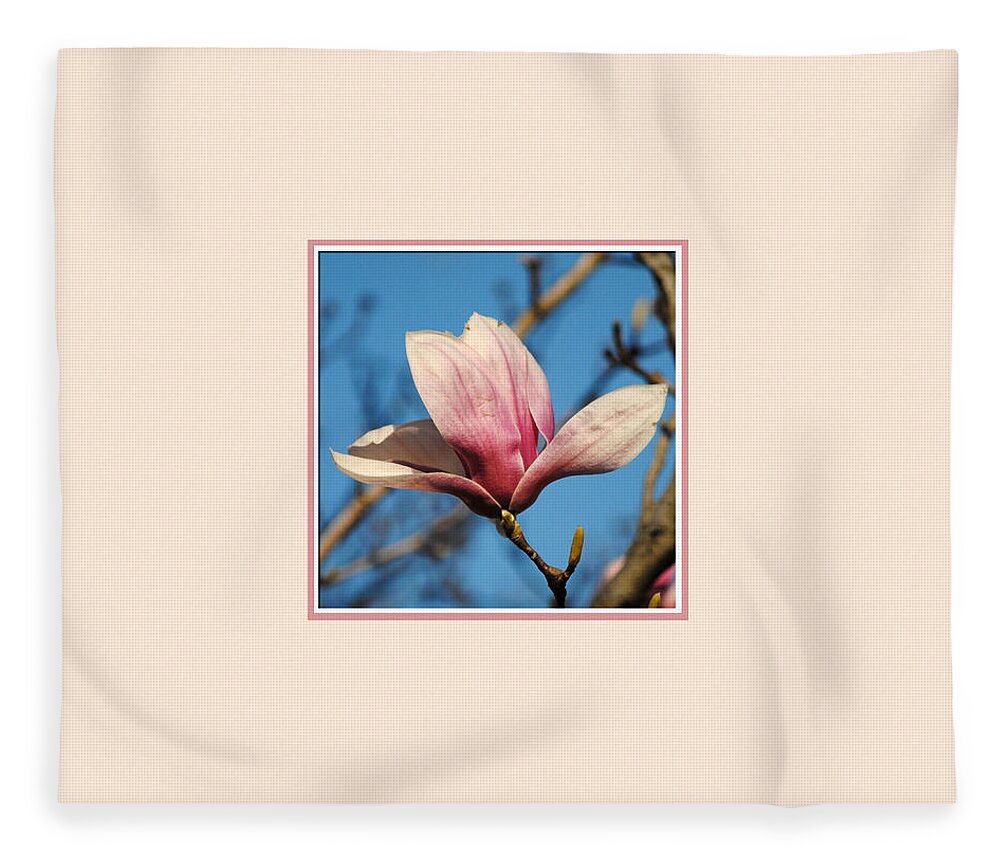Flower Fleece Blanket featuring the photograph Pink Magnolia Photo Square by Jai Johnson