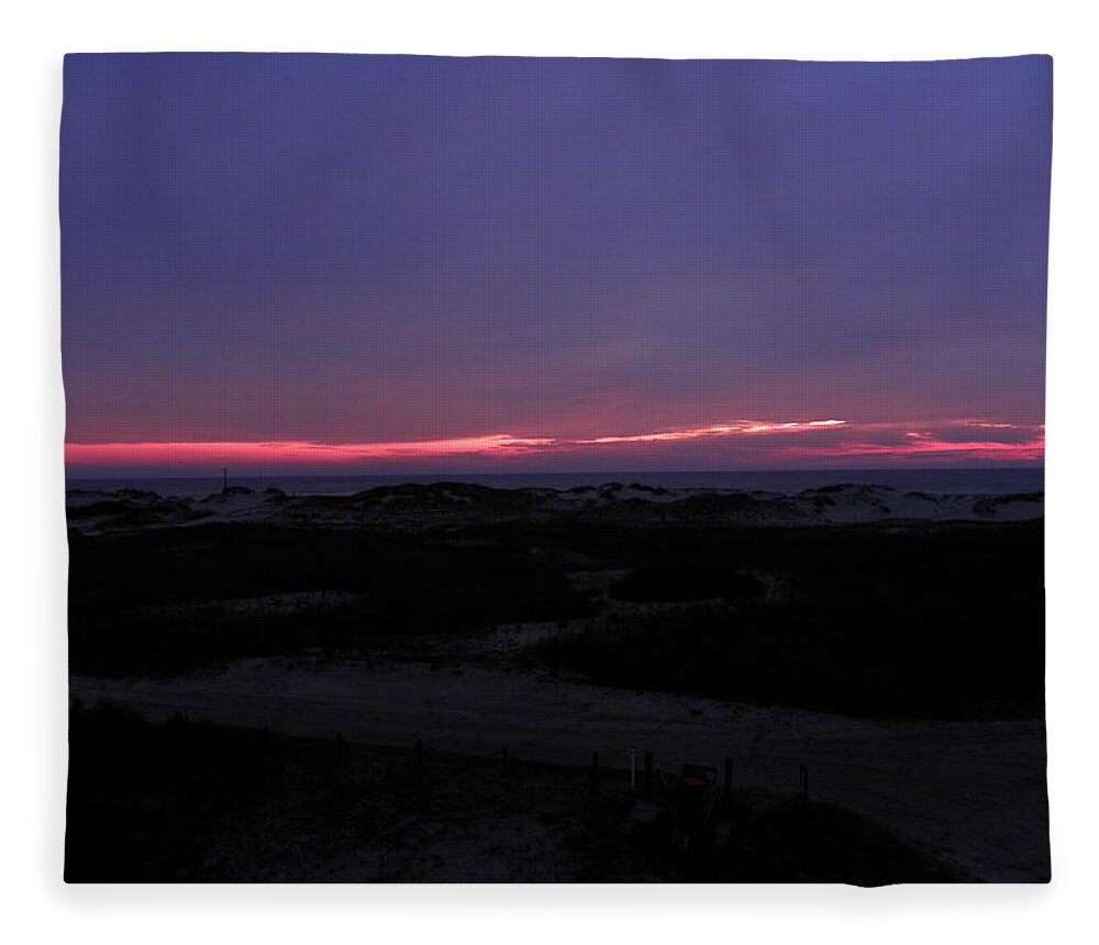 Sunrise Fleece Blanket featuring the photograph Pink Sunrise Over The Dunes by Kim Galluzzo