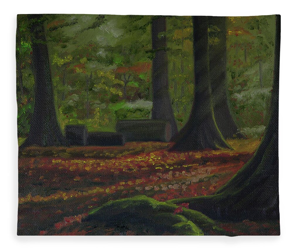 Plein Air Fleece Blanket featuring the painting Plein Air 101 by Thu Nguyen