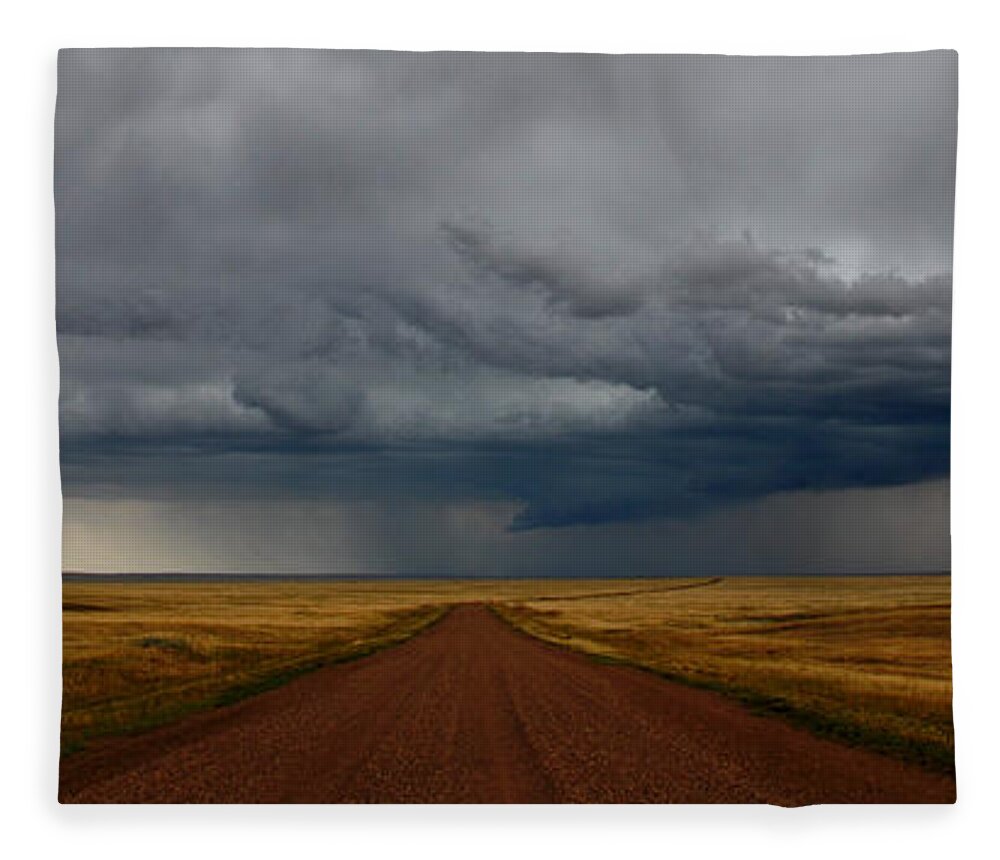 Prairies Fleece Blanket featuring the photograph Prairie Storm in Canada by Vivian Christopher