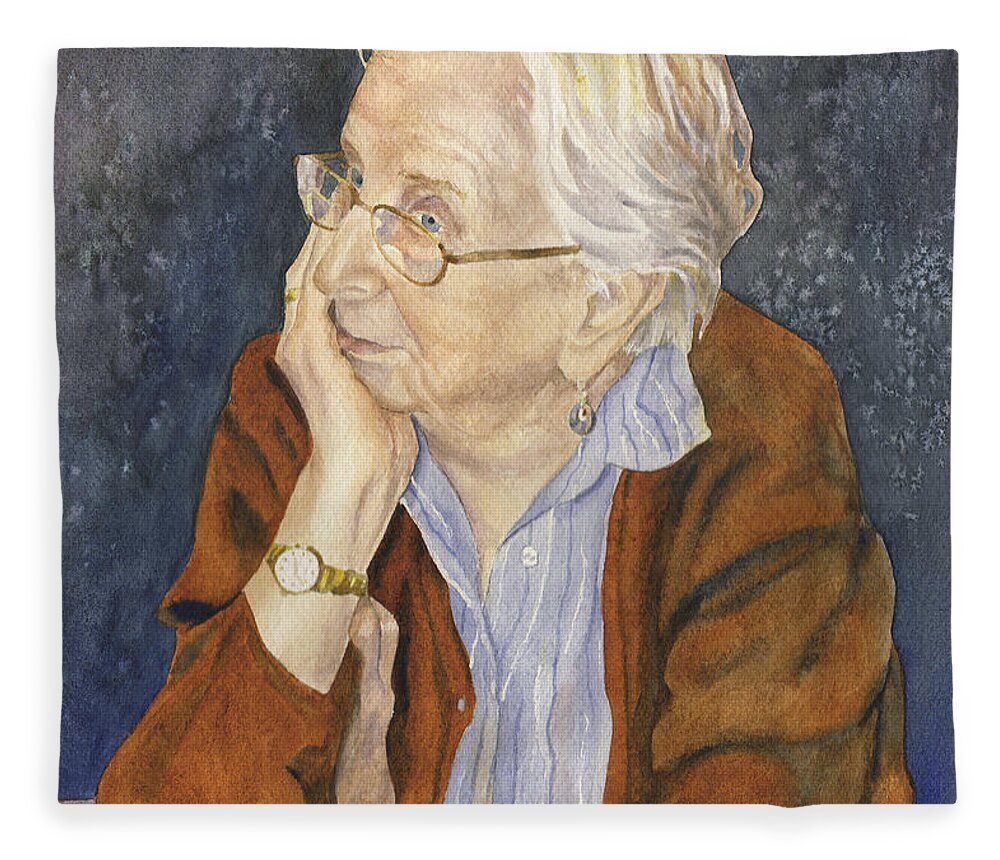 Old Woman Art Fleece Blanket featuring the painting Priscilla My Mother by Anne Gifford