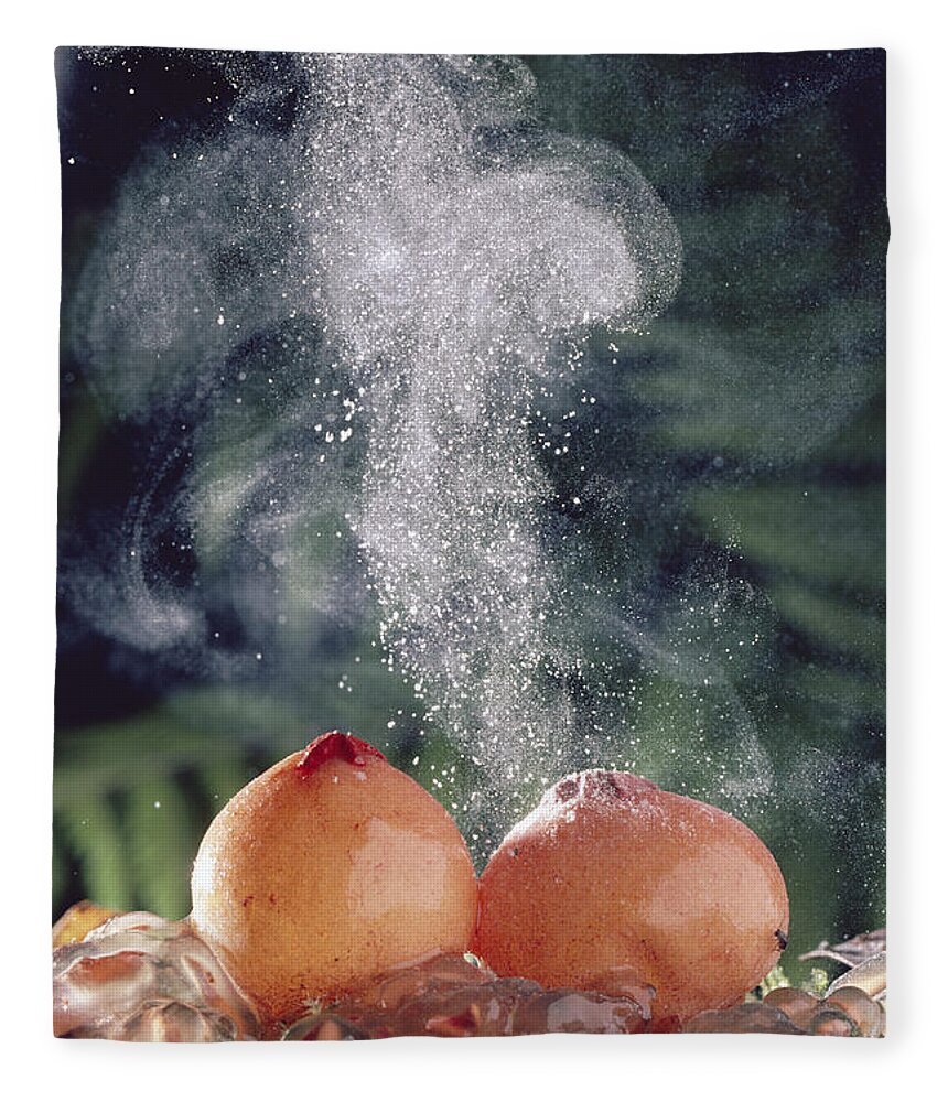00511067 Fleece Blanket featuring the photograph Puffballs Releasing Spores by Michael and Patricia Fogden