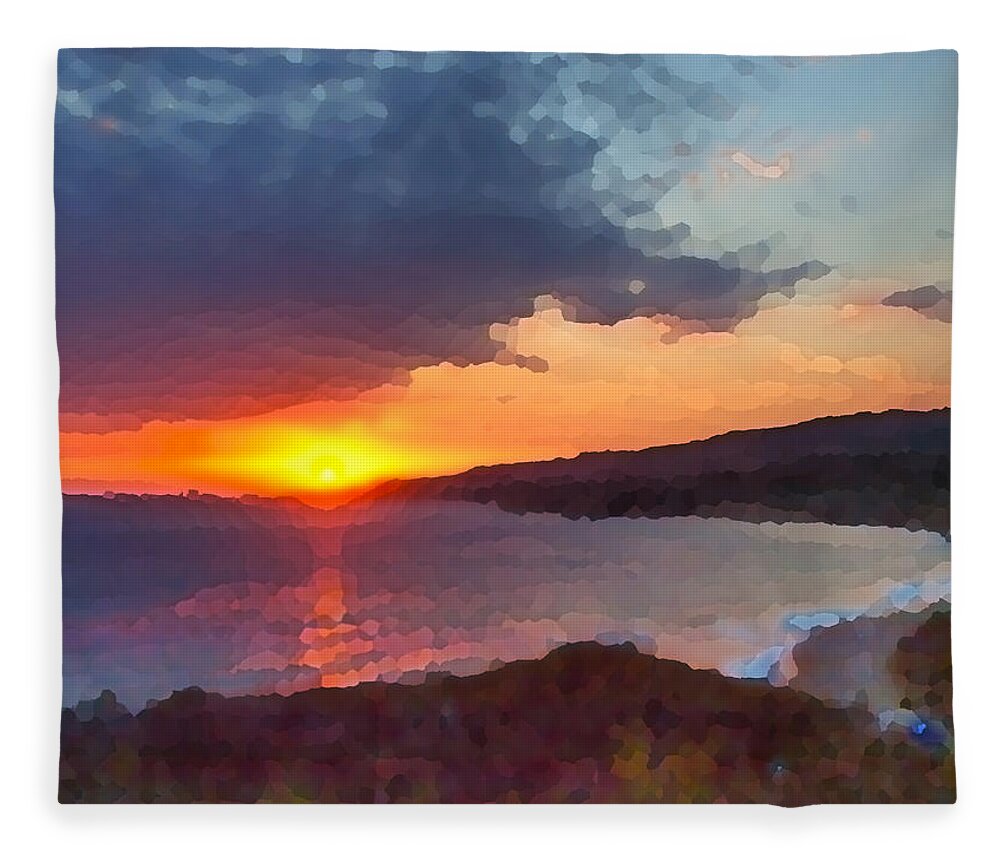 Sunset Fleece Blanket featuring the photograph PV Sunset by Joe Schofield