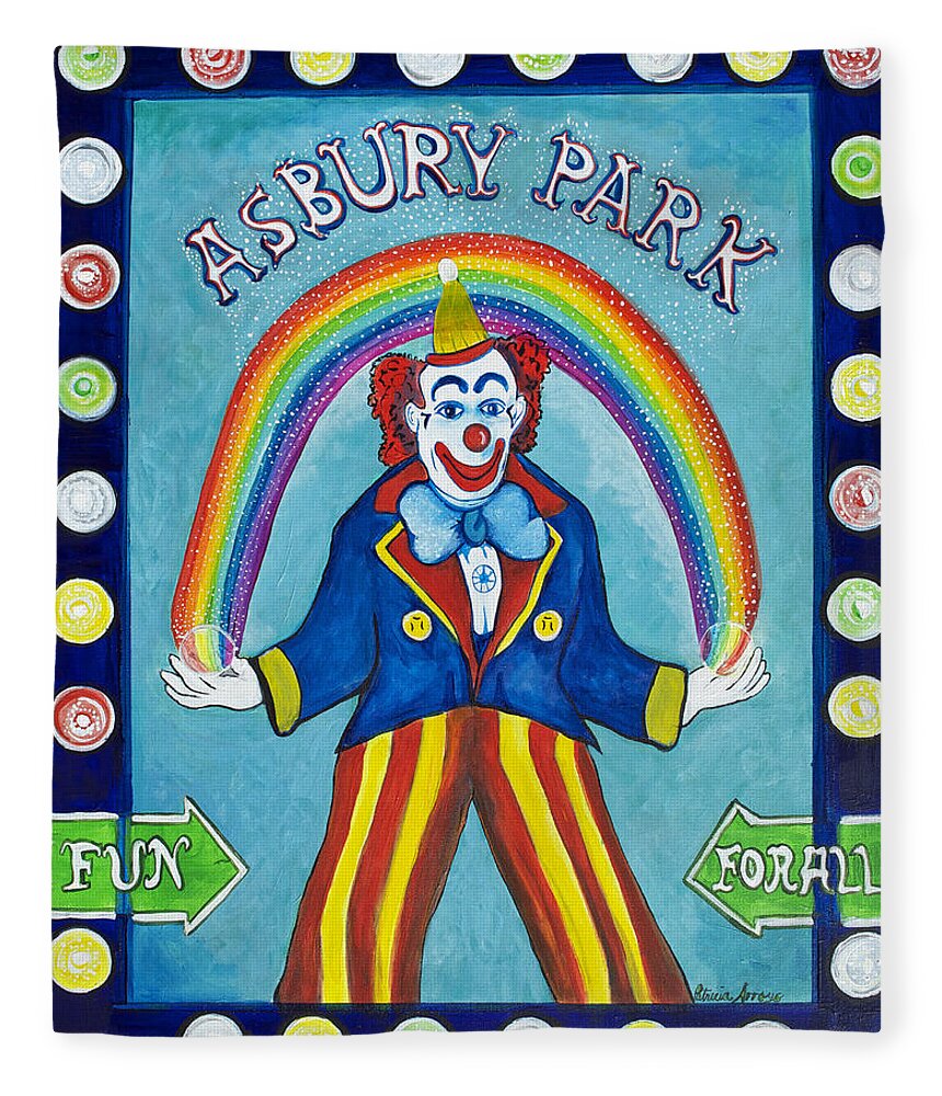 Asbury Park Fleece Blanket featuring the painting Rainbow Billy by Patricia Arroyo
