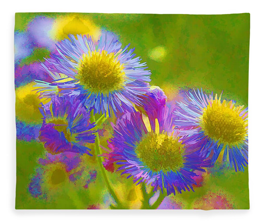 Weeds Fleece Blanket featuring the photograph Rainbow Colored Weed Daisies by Kathy Clark