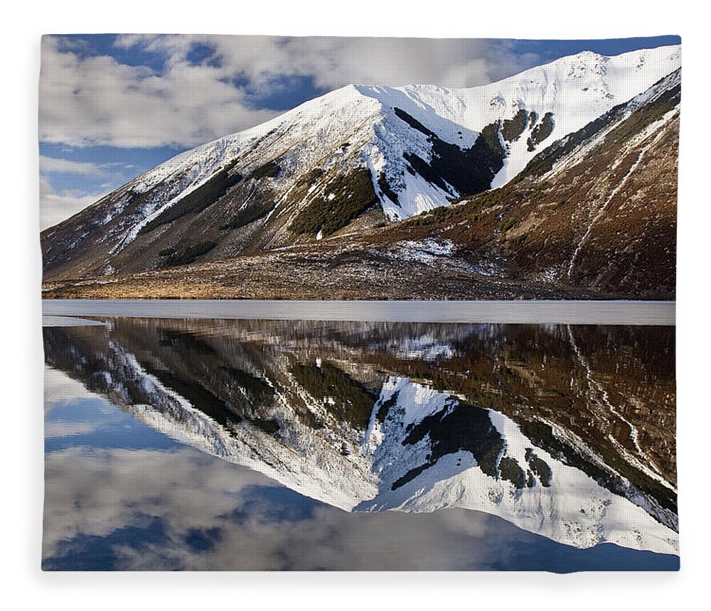 Hhh Fleece Blanket featuring the photograph Reflection In Lake Pearson, Castle Hill by Colin Monteath