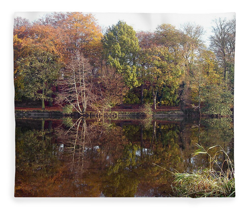 River Fleece Blanket featuring the photograph Reflections of Autumn by Rod Johnson