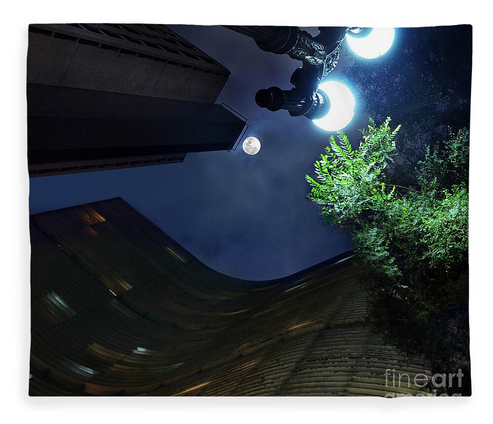 Saopaulo Fleece Blanket featuring the photograph Copan Building and the Moonlight by Carlos Alkmin