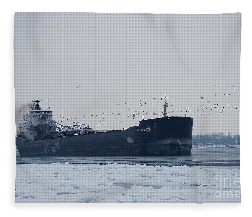 Ship Fleece Blanket featuring the photograph Ship in Winter by Grace Grogan