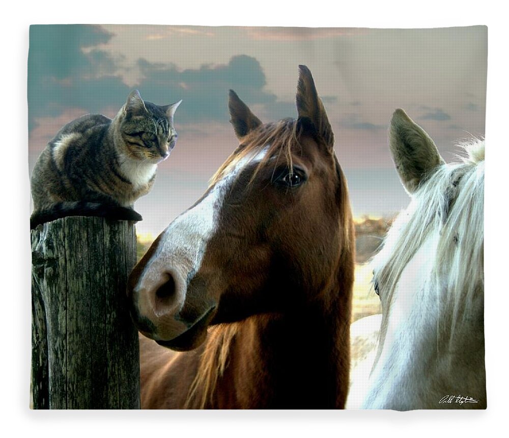 Horses Fleece Blanket featuring the photograph Sitting With Giants by Bill Stephens