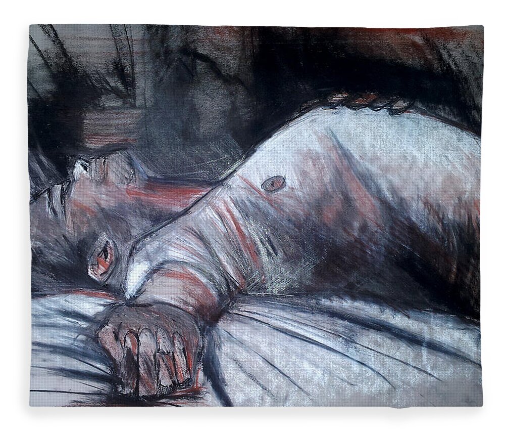  Fleece Blanket featuring the drawing Sleep by John Gholson