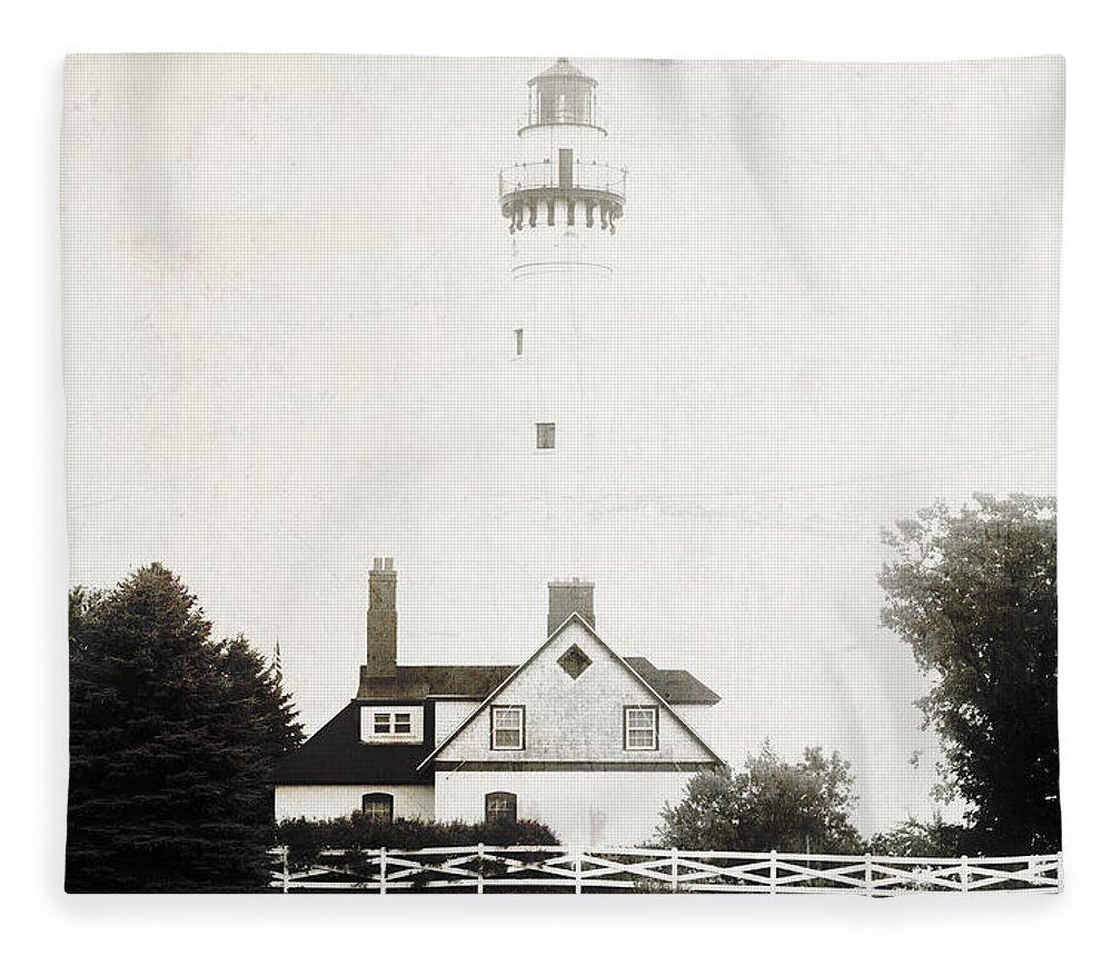 Lighthouse Fleece Blanket featuring the photograph Socked in by Jarrod Erbe
