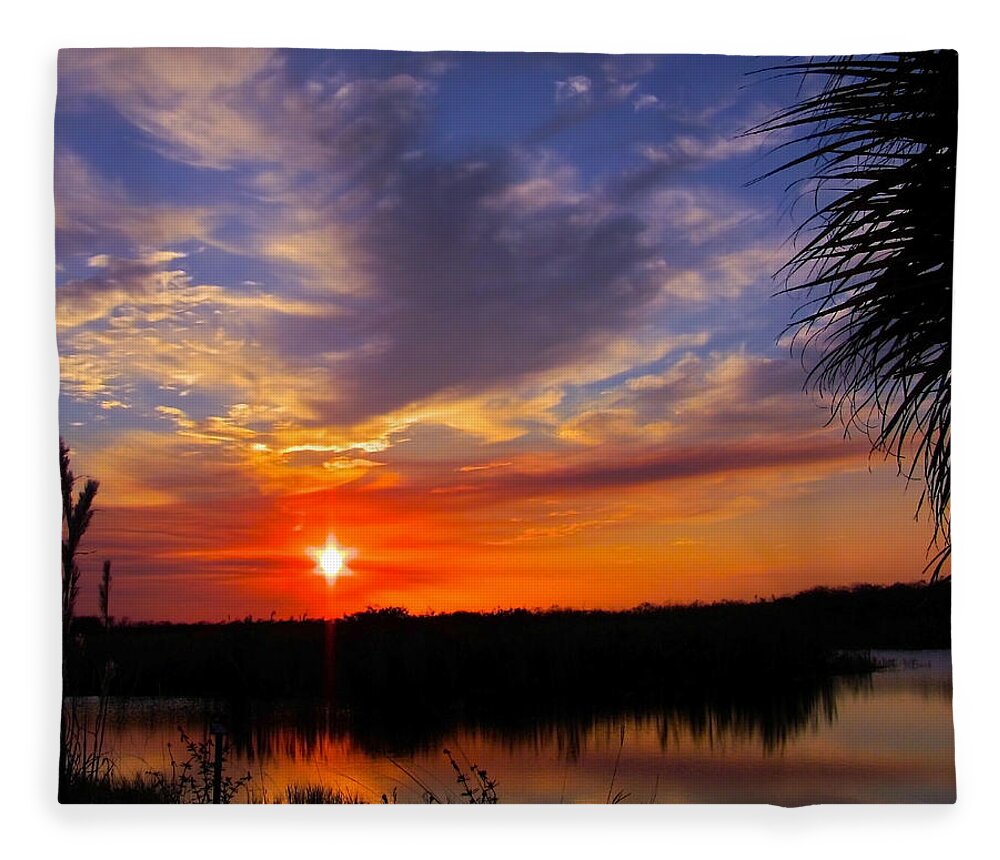 Sunset Fleece Blanket featuring the photograph Solitary Sunset by Mark Andrew Thomas