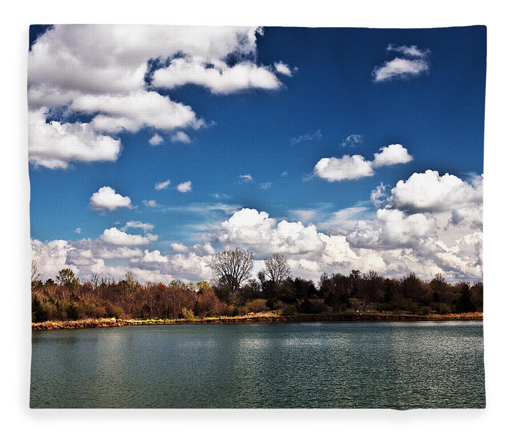 Standing Bear Lake Fleece Blanket featuring the photograph Spring Clouds by Ed Peterson