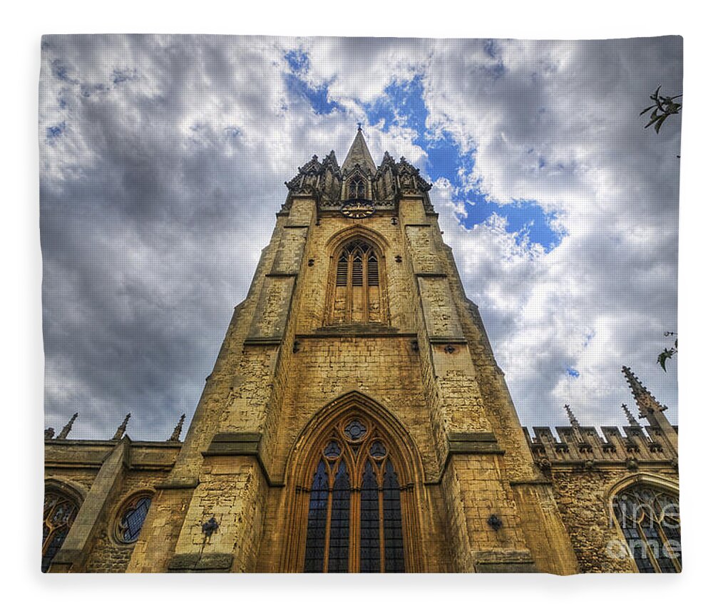 Oxford Fleece Blanket featuring the photograph St Mary The Virgin - Oxford by Yhun Suarez