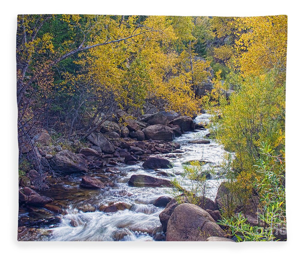 Autumn Fleece Blanket featuring the photograph St Vrain Canyon and River Autumn Season Boulder County Colorado by James BO Insogna