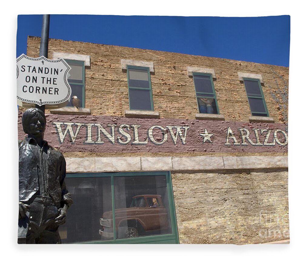 Winslow Arizona Fleece Blanket featuring the photograph Standin On The Corner In Winslow Arizona by Bob Christopher