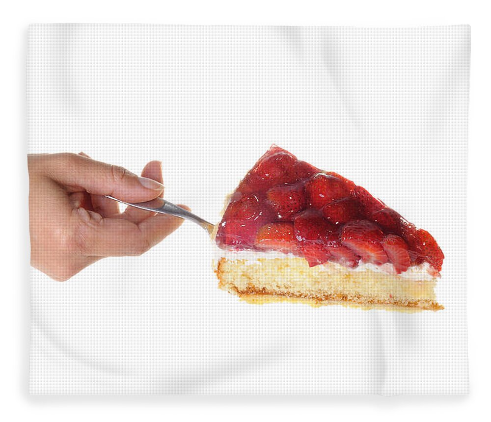 Cake Fleece Blanket featuring the photograph Strawberry cake served by Matthias Hauser