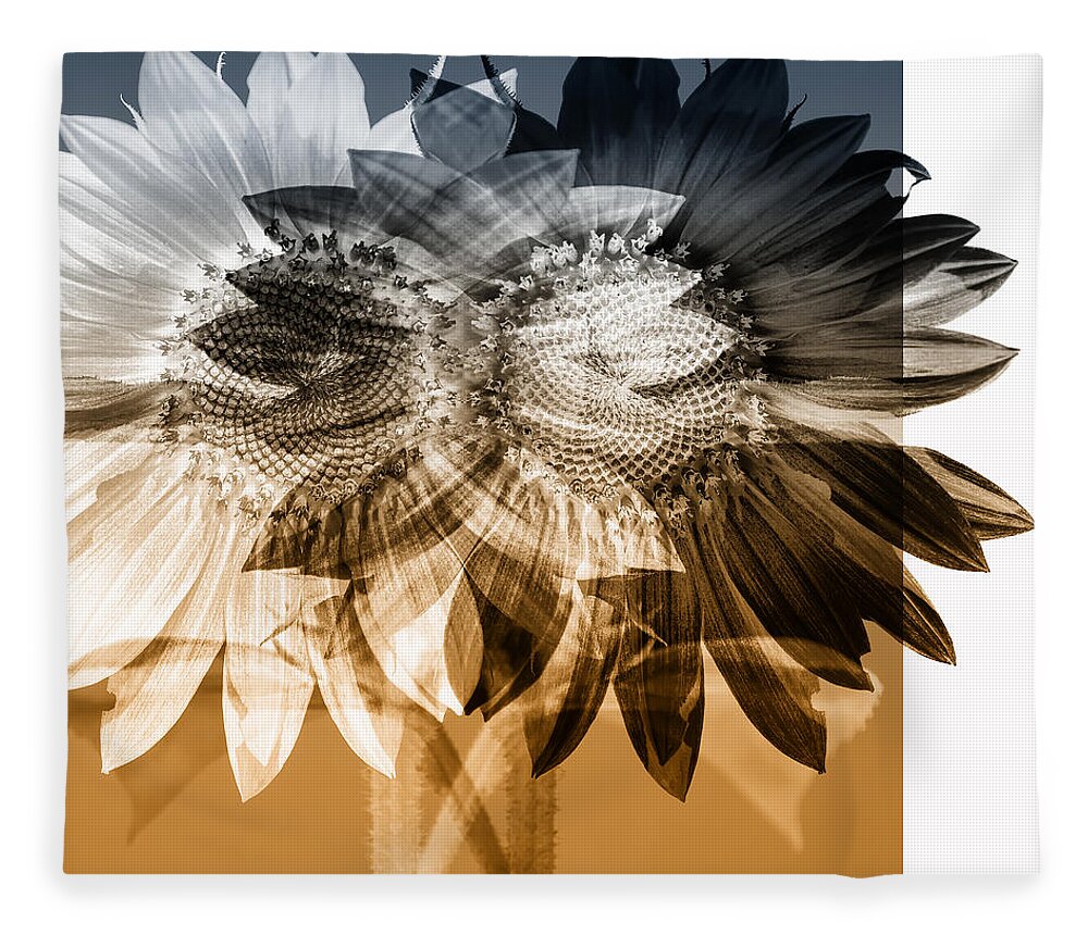 Flower Fleece Blanket featuring the photograph Sunflower Abstract by Wayne Sherriff