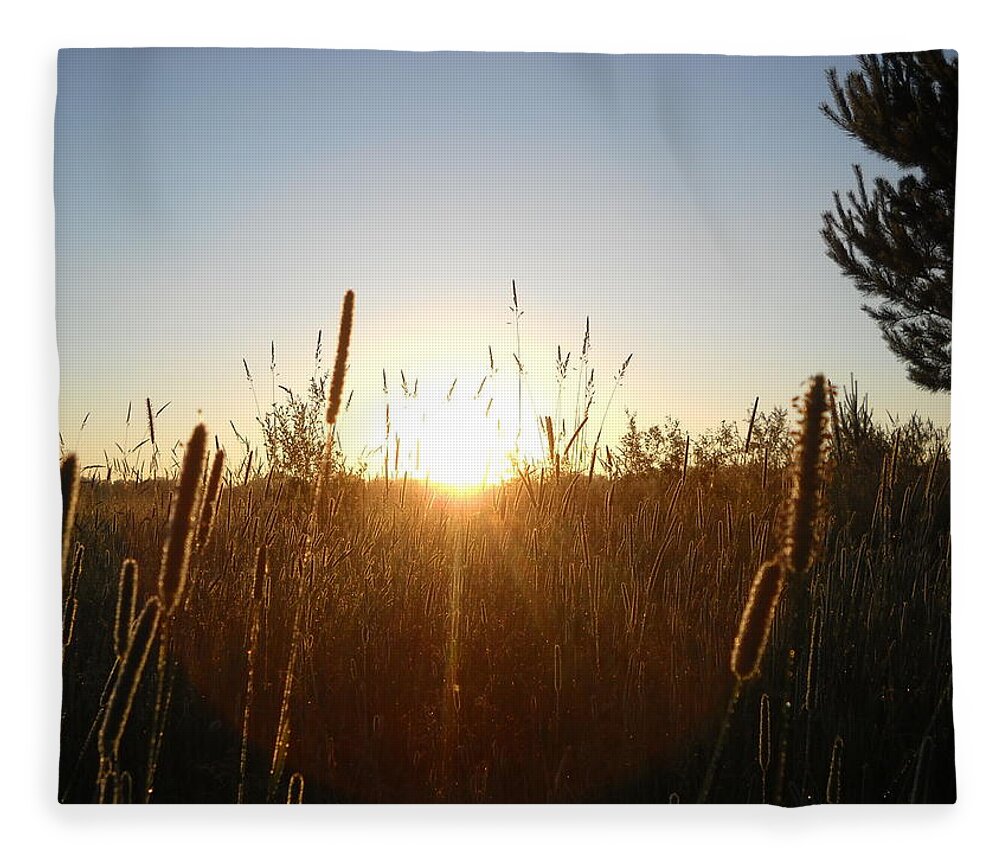 Sunrise Fleece Blanket featuring the photograph Sunrise over Hay by Kent Lorentzen