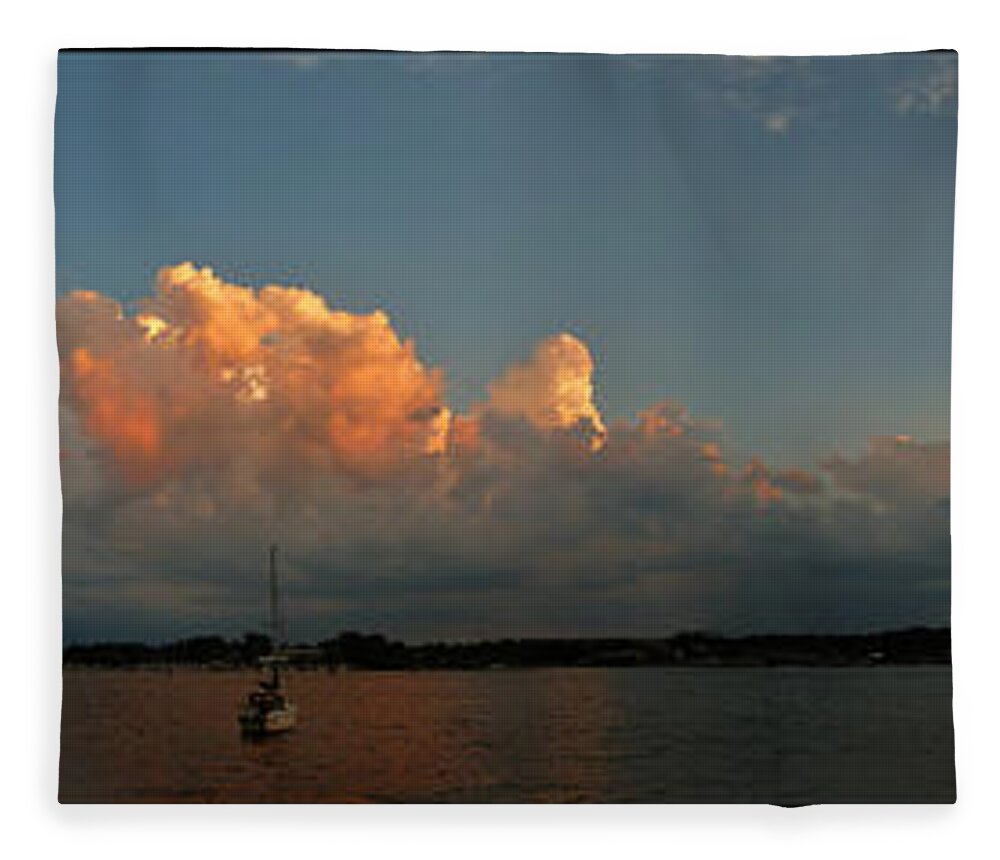 Clouds Fleece Blanket featuring the photograph Sunset Storm Clouds Panorama by Tim Nyberg