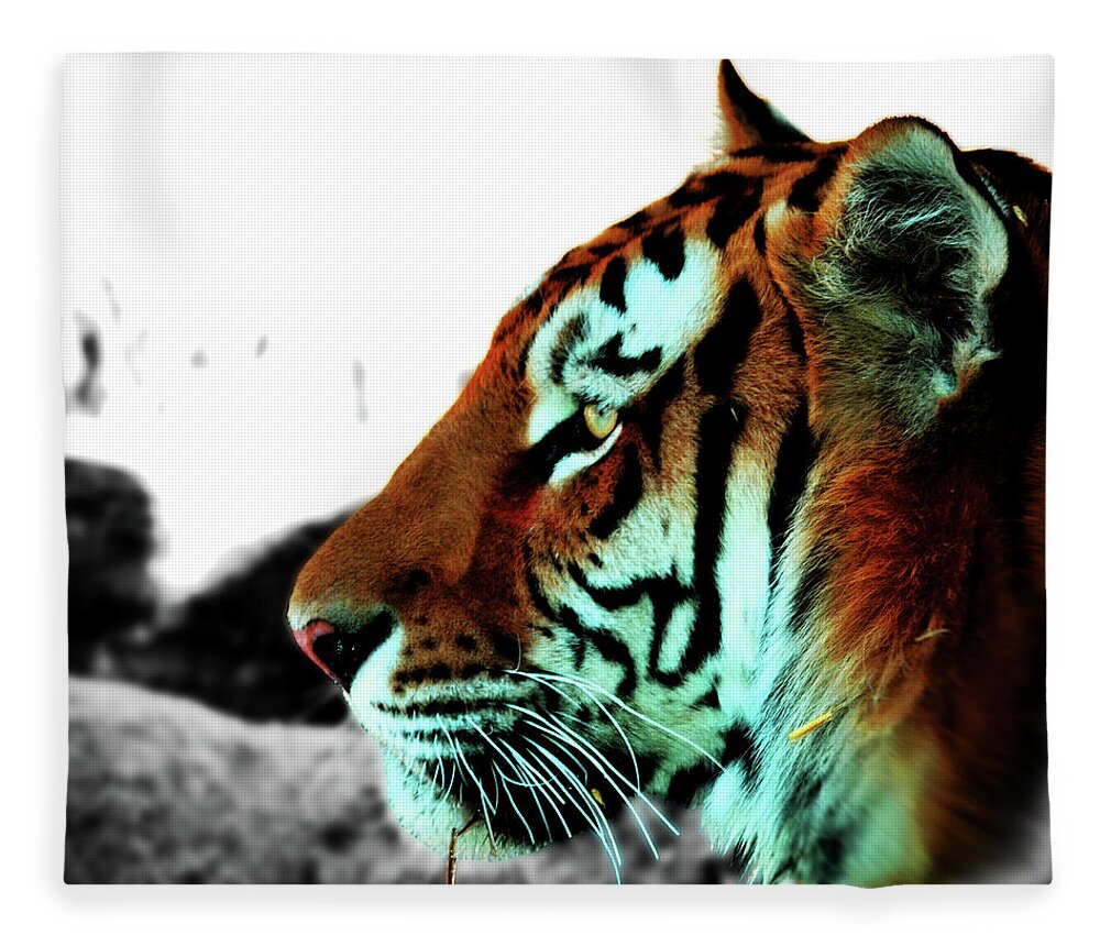 Tiger Fleece Blanket featuring the photograph The Alpha by La Dolce Vita