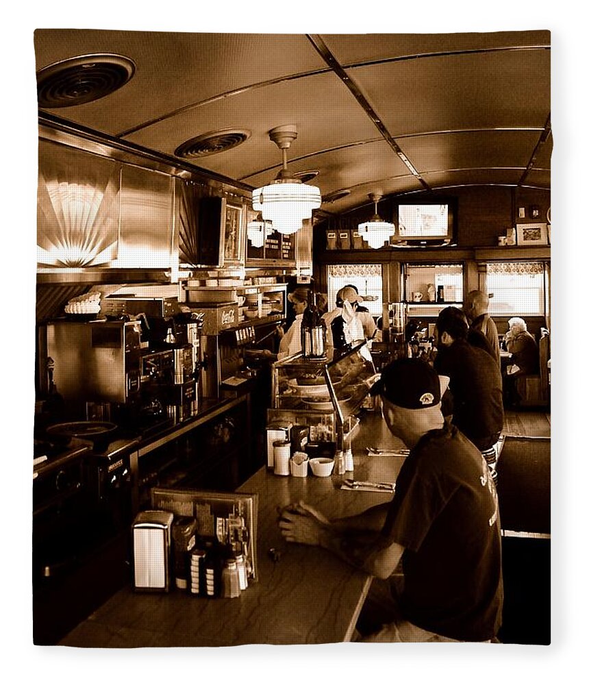  Fleece Blanket featuring the photograph The Diner - Greeting Card by Mark Valentine