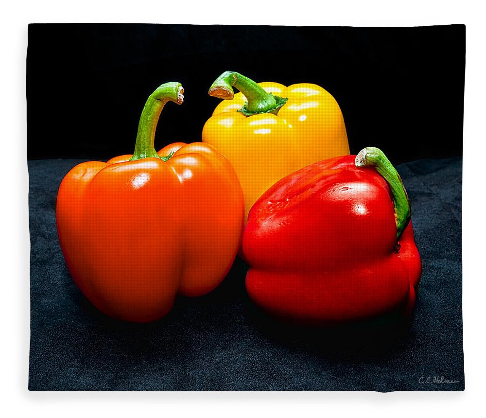 Vegetable Fleece Blanket featuring the photograph The Three Peppers by Christopher Holmes