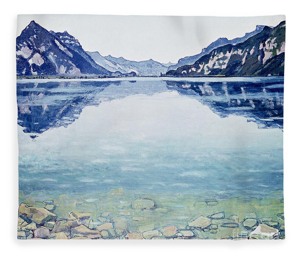 Lake Fleece Blanket featuring the painting Thunersee von Leissigen by Ferdinand Hodler