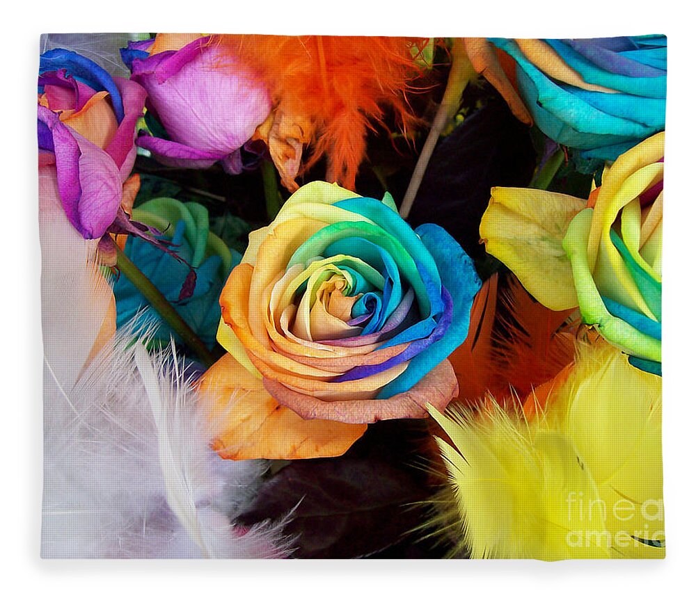 Rose Fleece Blanket featuring the photograph Tie Dyed Roses in Japan by Cheryl McClure