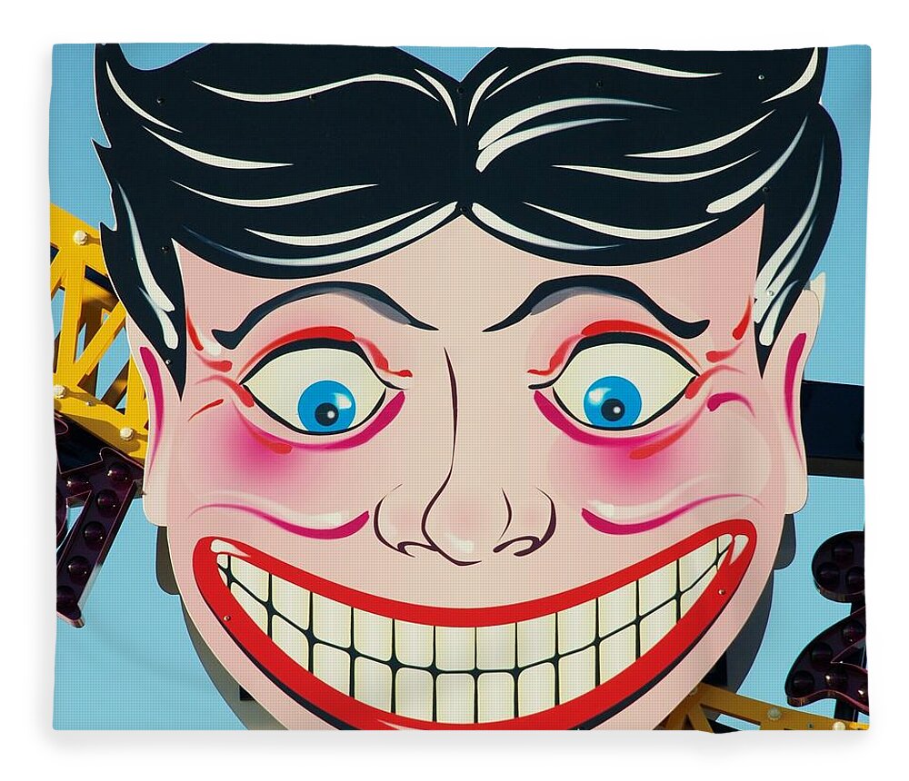 Brooklyn Fleece Blanket featuring the photograph TILLIE THE CLOWN of CONEY ISLAND by Rob Hans