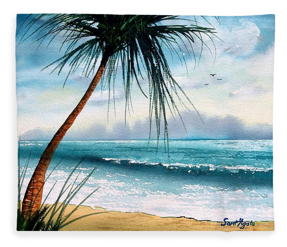Ocea Fleece Blanket featuring the painting Tropic Ocean by Frank SantAgata